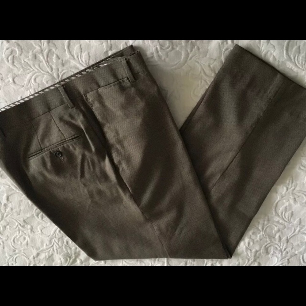 36x30 Jack Victor Men Dress pants Wool Brown Flat
